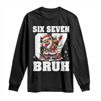 Funny Christmas Six Seven Bruh Long Sleeve Shirt Dabbing Santa - Wonder Print Shop