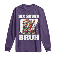 Funny Christmas Six Seven Bruh Long Sleeve Shirt Dabbing Santa - Wonder Print Shop