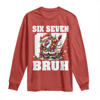 Funny Christmas Six Seven Bruh Long Sleeve Shirt Dabbing Santa - Wonder Print Shop