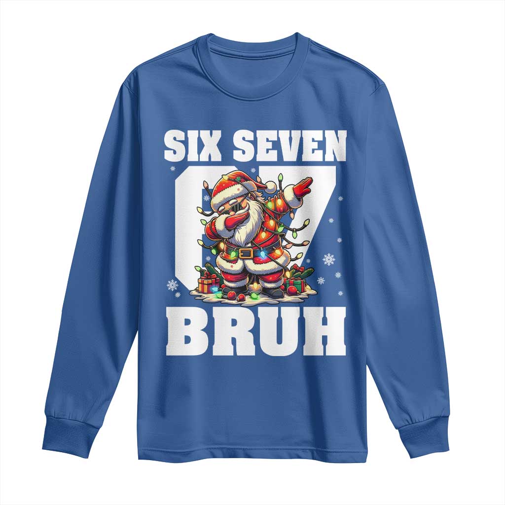 Funny Christmas Six Seven Bruh Long Sleeve Shirt Dabbing Santa - Wonder Print Shop