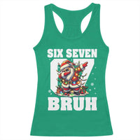 Funny Christmas Six Seven Bruh Racerback Tank Top Dabbing Santa - Wonder Print Shop