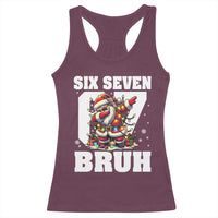 Funny Christmas Six Seven Bruh Racerback Tank Top Dabbing Santa - Wonder Print Shop