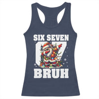 Funny Christmas Six Seven Bruh Racerback Tank Top Dabbing Santa - Wonder Print Shop
