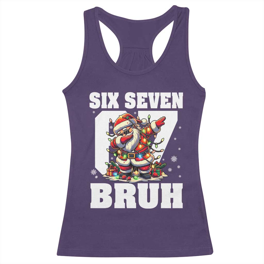Funny Christmas Six Seven Bruh Racerback Tank Top Dabbing Santa - Wonder Print Shop