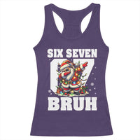 Funny Christmas Six Seven Bruh Racerback Tank Top Dabbing Santa - Wonder Print Shop