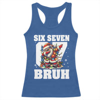 Funny Christmas Six Seven Bruh Racerback Tank Top Dabbing Santa - Wonder Print Shop