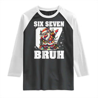 Funny Christmas Six Seven Bruh Raglan Shirt Dabbing Santa - Wonder Print Shop