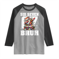 Funny Christmas Six Seven Bruh Raglan Shirt Dabbing Santa - Wonder Print Shop