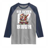 Funny Christmas Six Seven Bruh Raglan Shirt Dabbing Santa - Wonder Print Shop