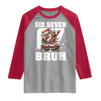 Funny Christmas Six Seven Bruh Raglan Shirt Dabbing Santa - Wonder Print Shop