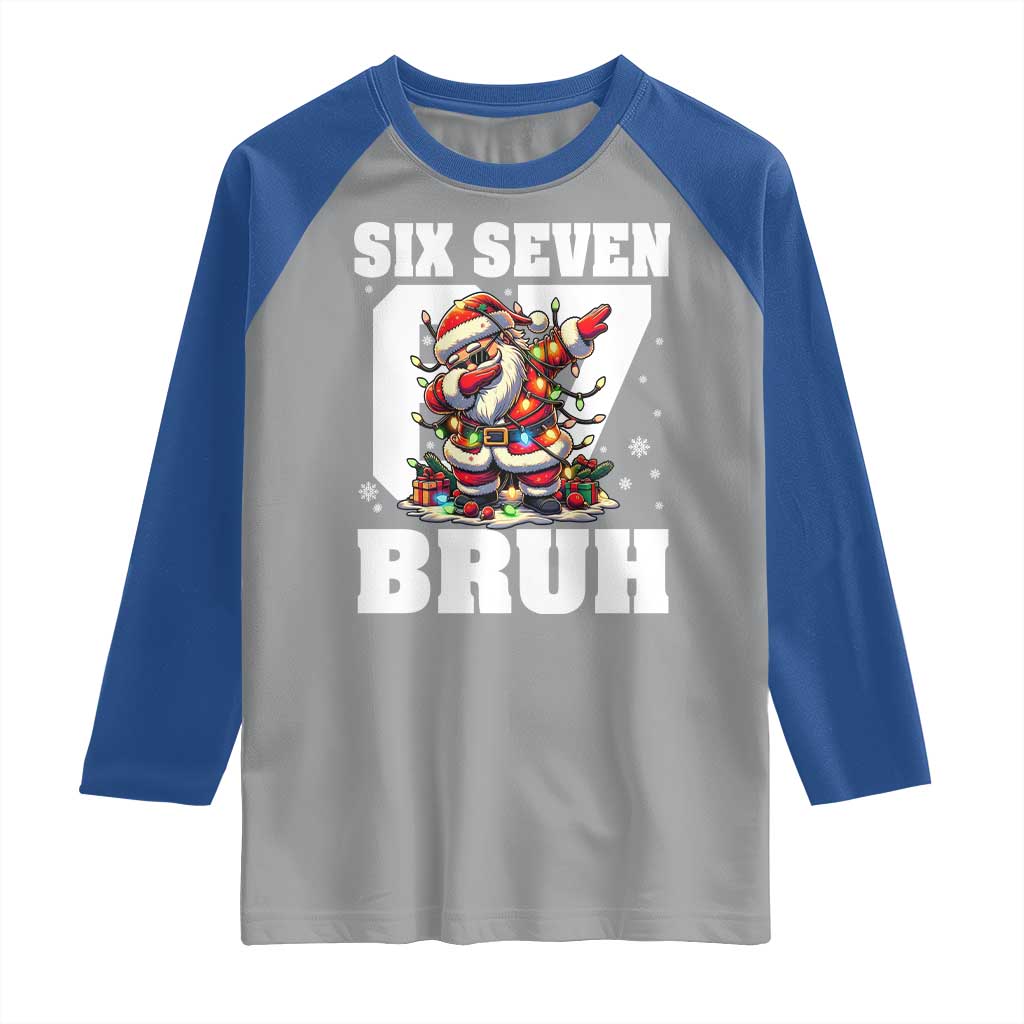 Funny Christmas Six Seven Bruh Raglan Shirt Dabbing Santa - Wonder Print Shop