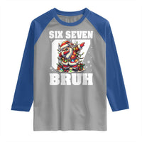Funny Christmas Six Seven Bruh Raglan Shirt Dabbing Santa - Wonder Print Shop