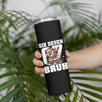 Funny Christmas Six Seven Bruh Skinny Tumbler Dabbing Santa - Wonder Print Shop
