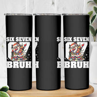 Funny Christmas Six Seven Bruh Skinny Tumbler Dabbing Santa - Wonder Print Shop