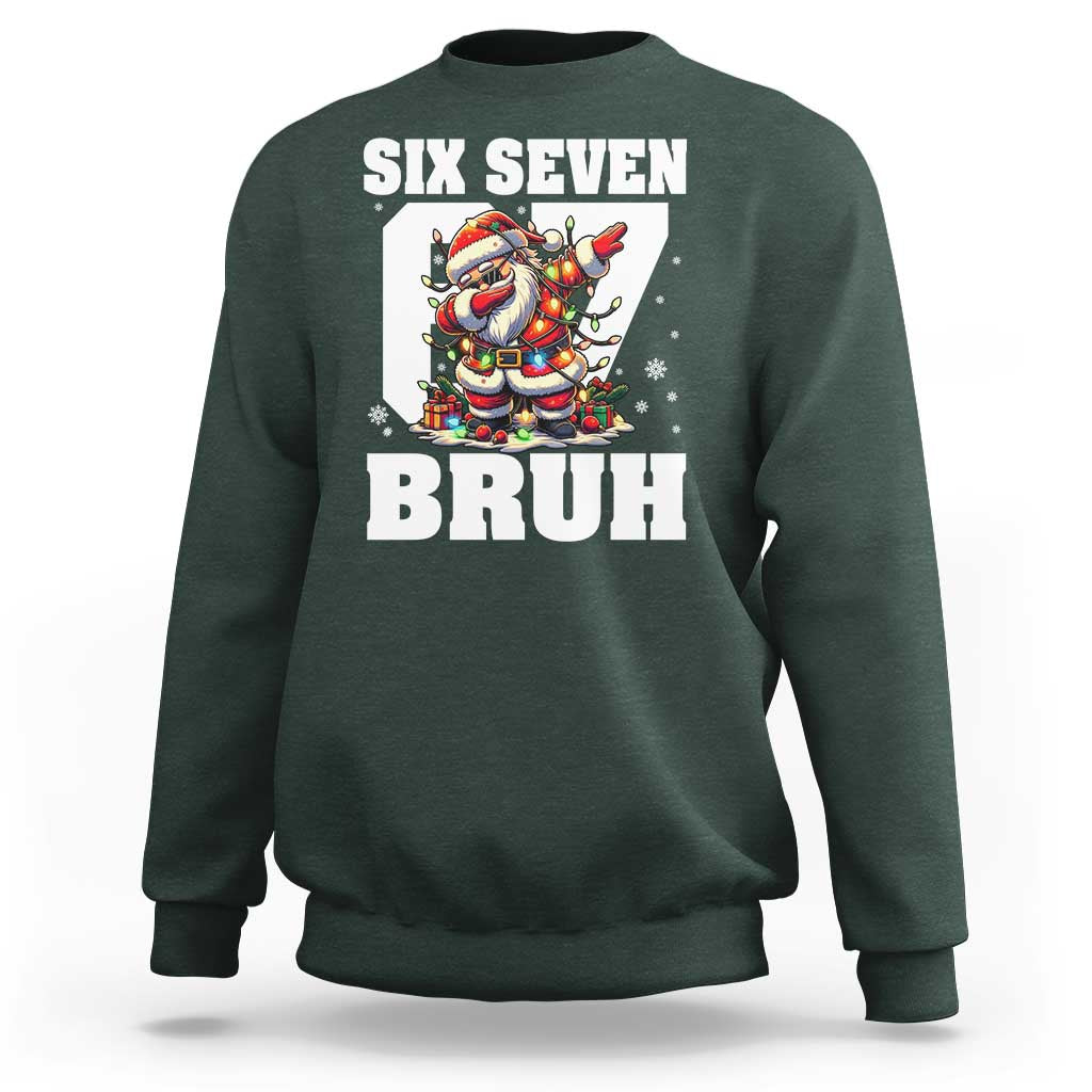 Funny Christmas Six Seven Bruh Sweatshirt Dabbing Santa - Wonder Print Shop