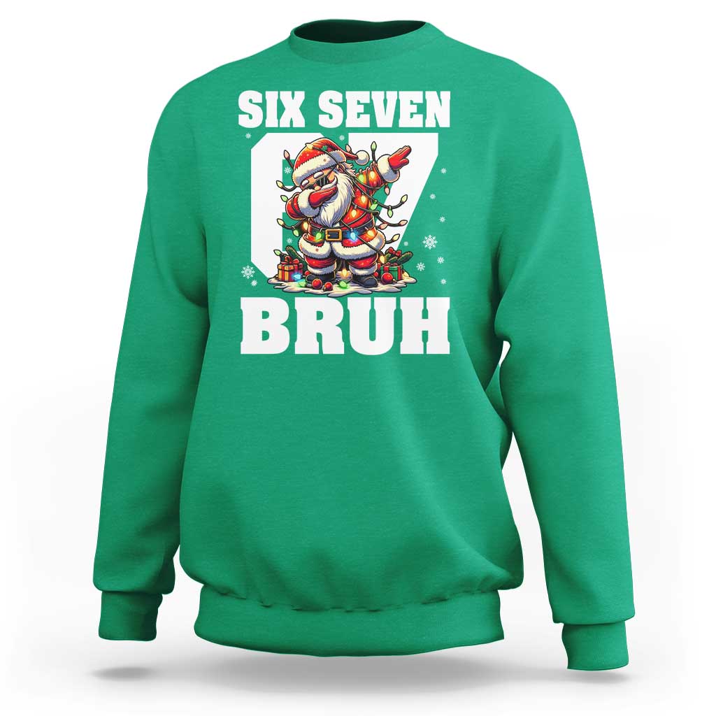 Funny Christmas Six Seven Bruh Sweatshirt Dabbing Santa - Wonder Print Shop