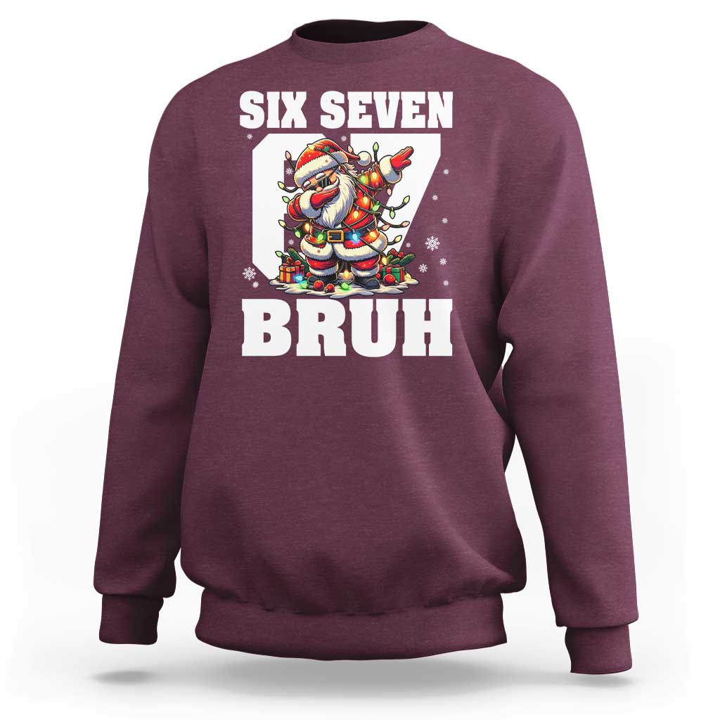 Funny Christmas Six Seven Bruh Sweatshirt Dabbing Santa - Wonder Print Shop