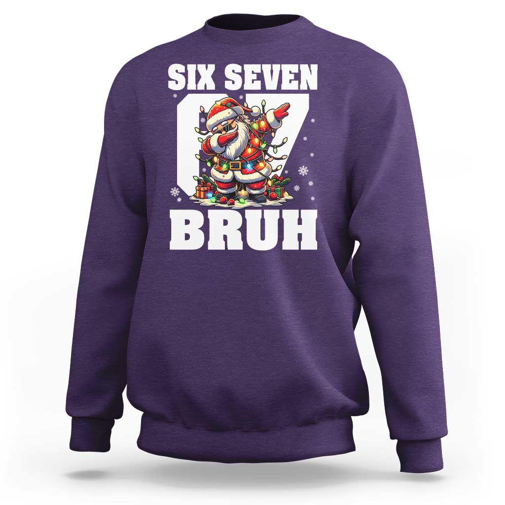 Funny Christmas Six Seven Bruh Sweatshirt Dabbing Santa - Wonder Print Shop