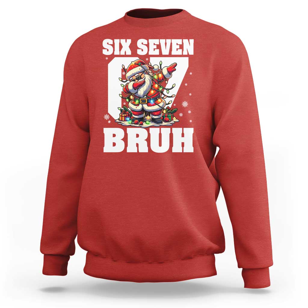 Funny Christmas Six Seven Bruh Sweatshirt Dabbing Santa - Wonder Print Shop