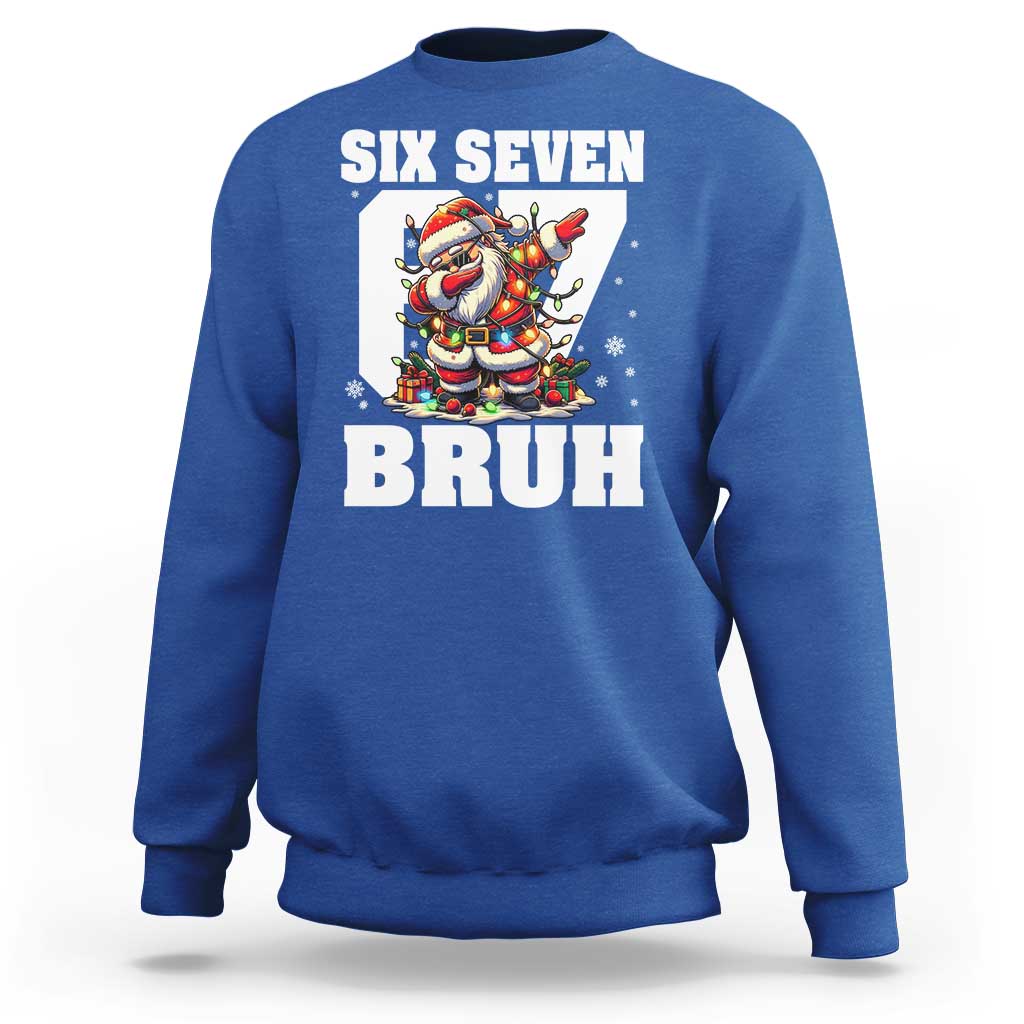 Funny Christmas Six Seven Bruh Sweatshirt Dabbing Santa - Wonder Print Shop