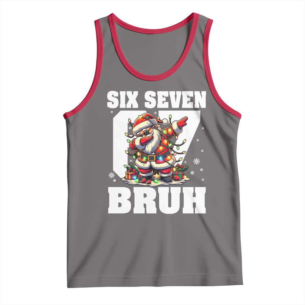 Funny Christmas Six Seven Bruh Tank Top Dabbing Santa - Wonder Print Shop