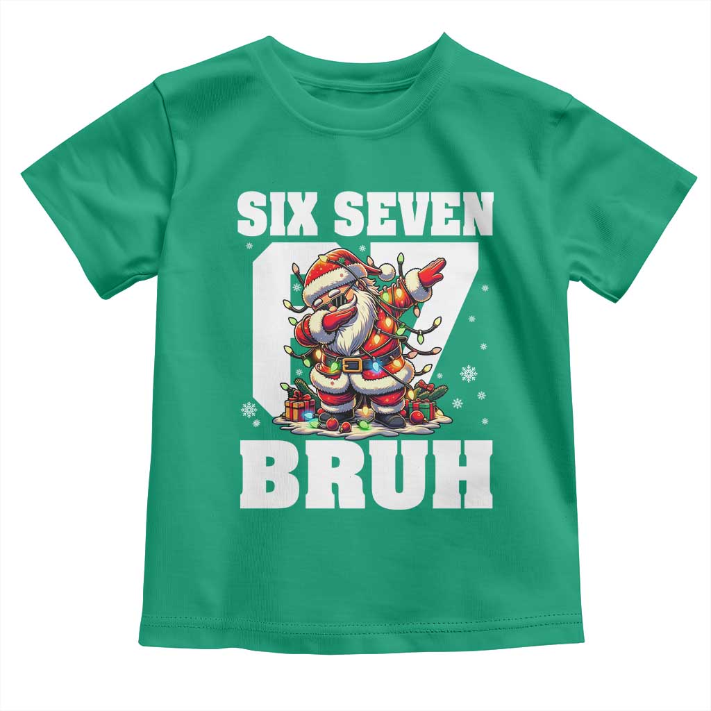 Funny Christmas Six Seven Bruh Toddler T Shirt Dabbing Santa - Wonder Print Shop
