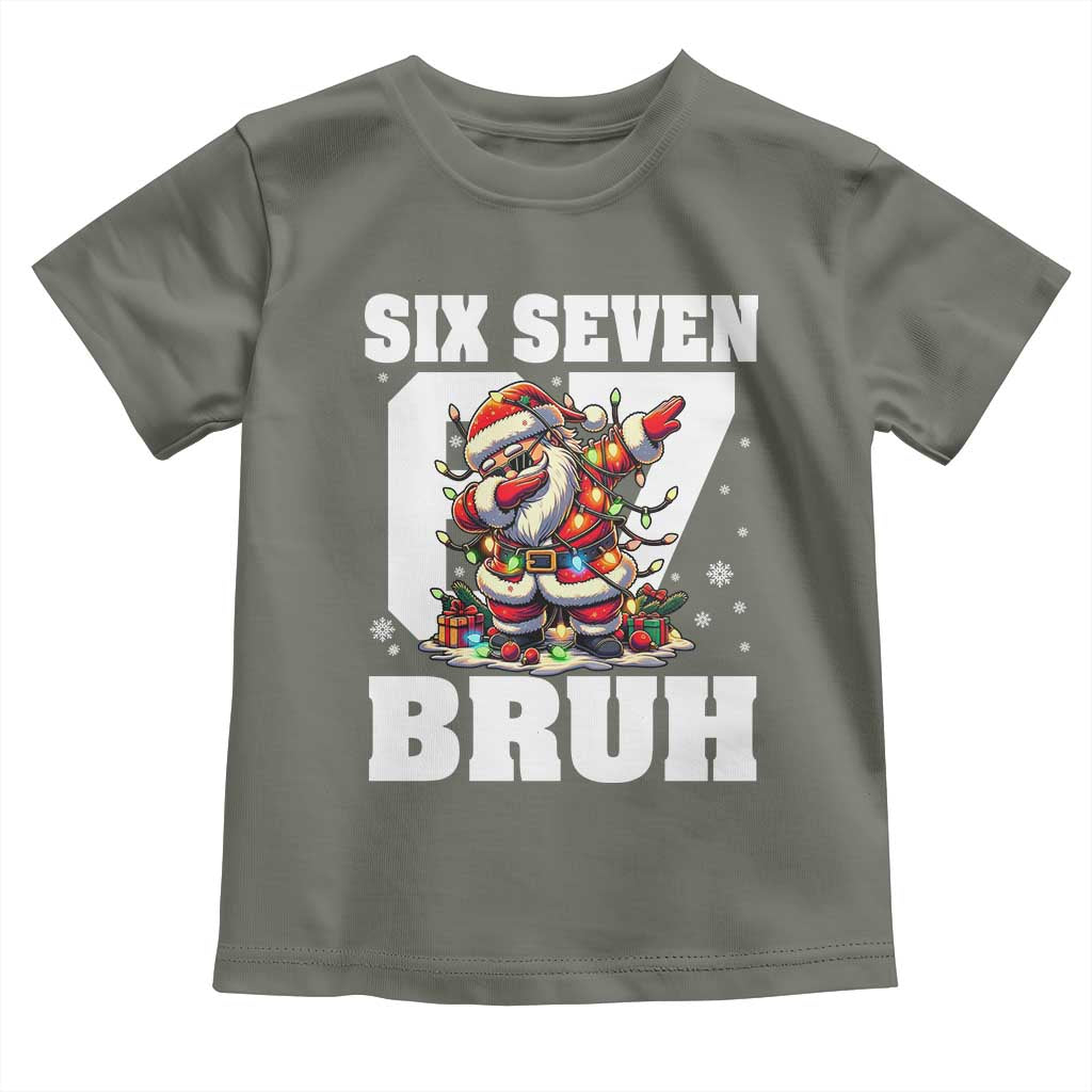Funny Christmas Six Seven Bruh Toddler T Shirt Dabbing Santa - Wonder Print Shop