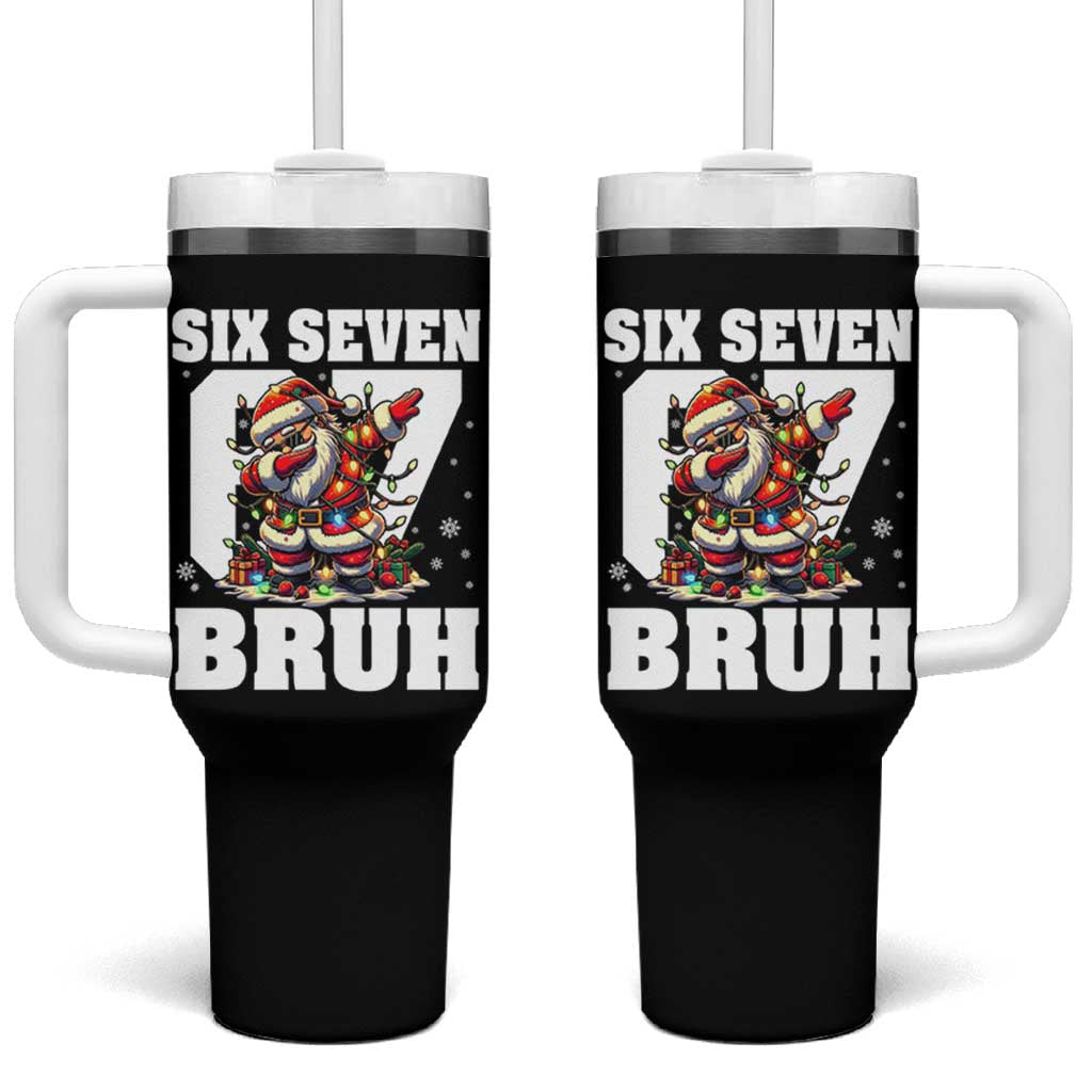 Funny Christmas Six Seven Bruh Tumbler With Handle Dabbing Santa - Wonder Print Shop