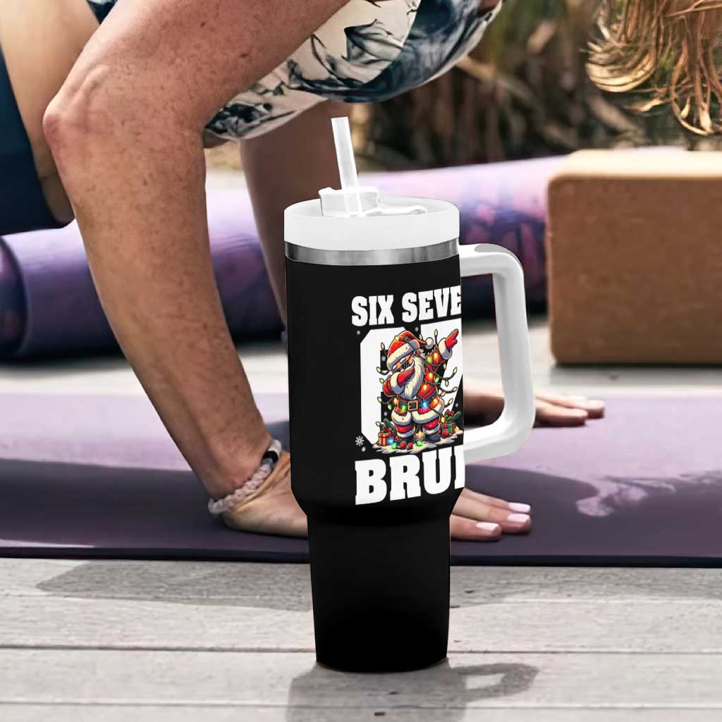 Funny Christmas Six Seven Bruh Tumbler With Handle Dabbing Santa - Wonder Print Shop