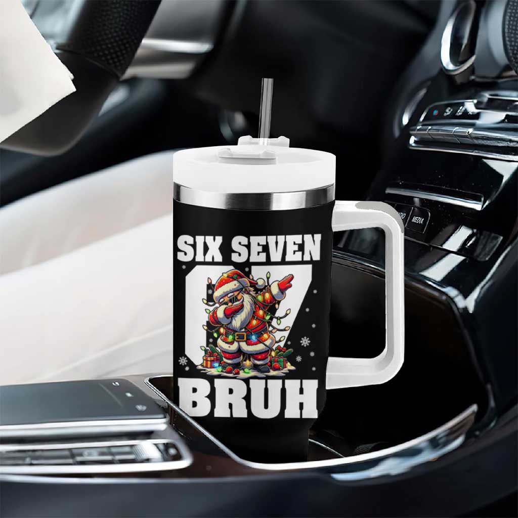 Funny Christmas Six Seven Bruh Tumbler With Handle Dabbing Santa - Wonder Print Shop
