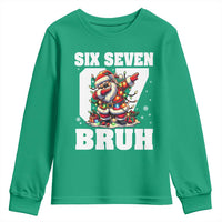 Funny Christmas Six Seven Bruh Youth Sweatshirt Dabbing Santa - Wonder Print Shop