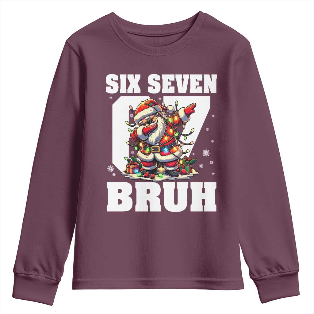 Funny Christmas Six Seven Bruh Youth Sweatshirt Dabbing Santa - Wonder Print Shop