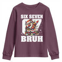 Funny Christmas Six Seven Bruh Youth Sweatshirt Dabbing Santa - Wonder Print Shop