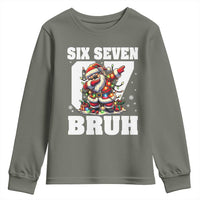 Funny Christmas Six Seven Bruh Youth Sweatshirt Dabbing Santa - Wonder Print Shop