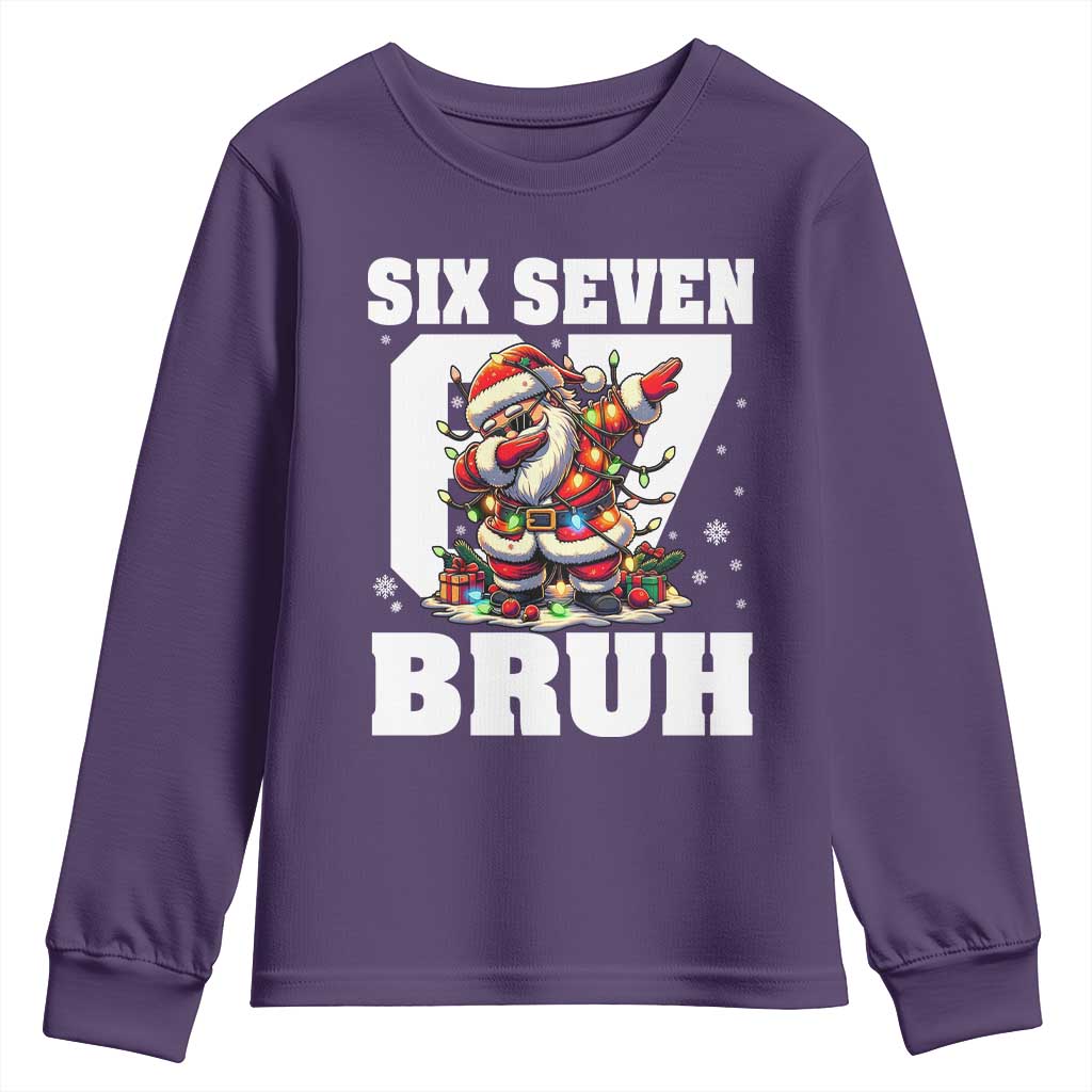Funny Christmas Six Seven Bruh Youth Sweatshirt Dabbing Santa - Wonder Print Shop
