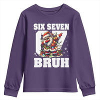 Funny Christmas Six Seven Bruh Youth Sweatshirt Dabbing Santa - Wonder Print Shop
