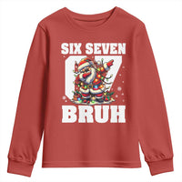 Funny Christmas Six Seven Bruh Youth Sweatshirt Dabbing Santa - Wonder Print Shop