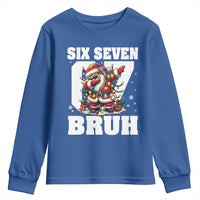 Funny Christmas Six Seven Bruh Youth Sweatshirt Dabbing Santa - Wonder Print Shop