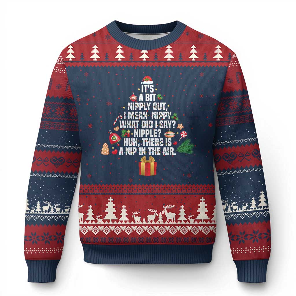 Funny Xmas Movie Ugly Christmas Sweater Its A Bit Nipply Out Nipply Out Xmas Vacation Holiday - Wonder Print Shop