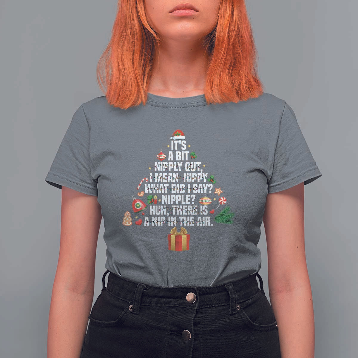 Funny Christmas Movie T Shirt For Women Its A Bit Nipply Out Nipply Out Xmas Vacation Holiday - Wonder Print Shop