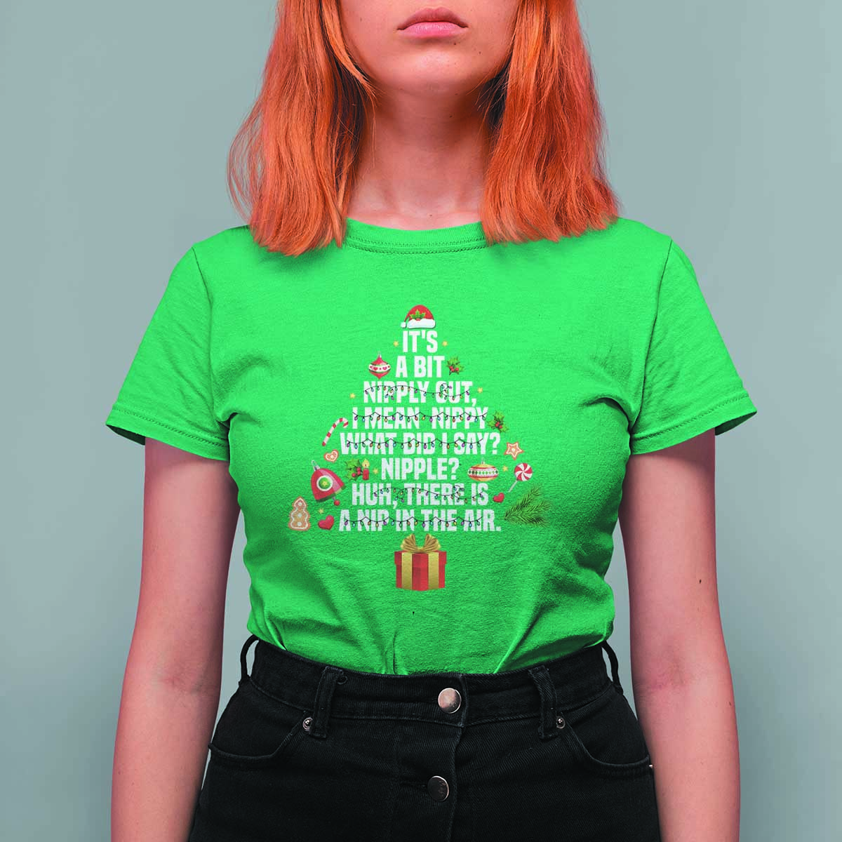 Funny Christmas Movie T Shirt For Women Its A Bit Nipply Out Nipply Out Xmas Vacation Holiday - Wonder Print Shop