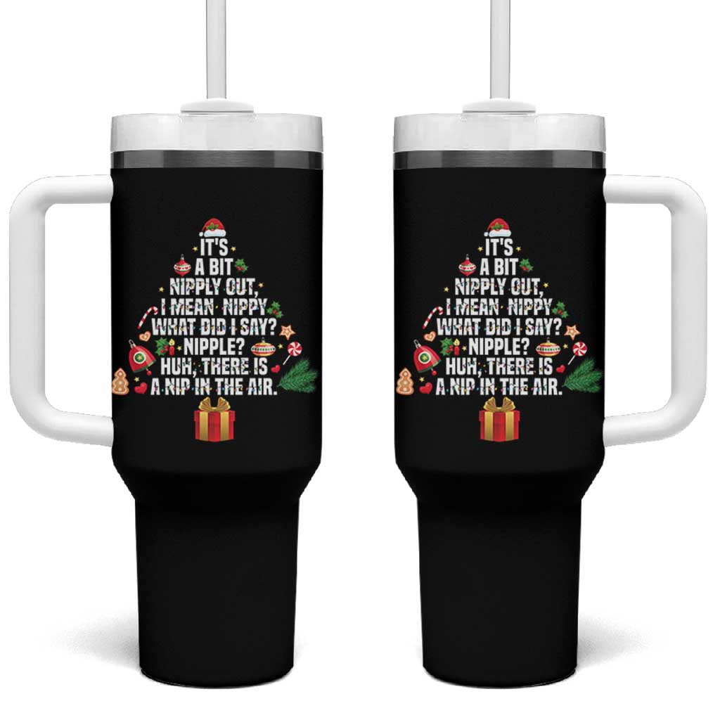 Funny Christmas Movie Tumbler With Handle Its A Bit Nipply Out Nipply Out Xmas Vacation Holiday - Wonder Print Shop