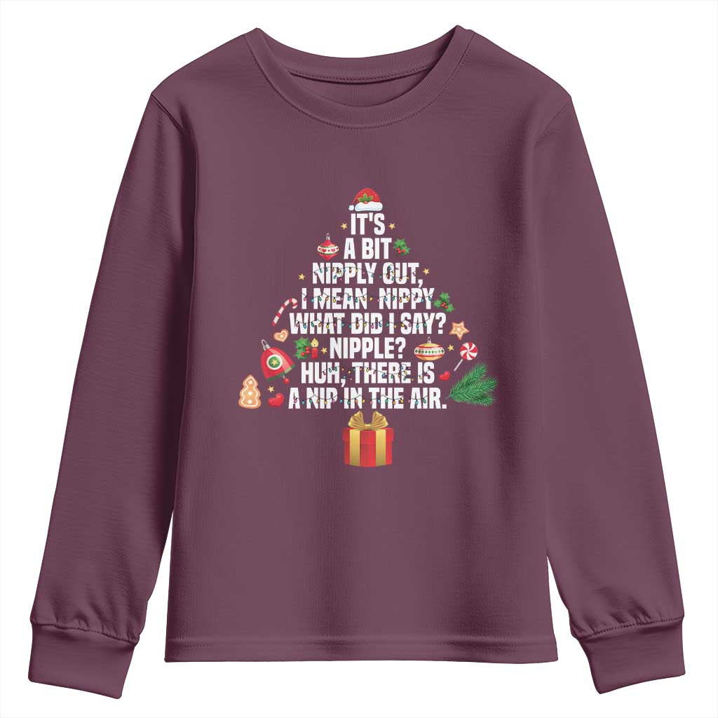 Funny Christmas Movie Youth Sweatshirt Its A Bit Nipply Out Nipply Out Xmas Vacation Holiday - Wonder Print Shop