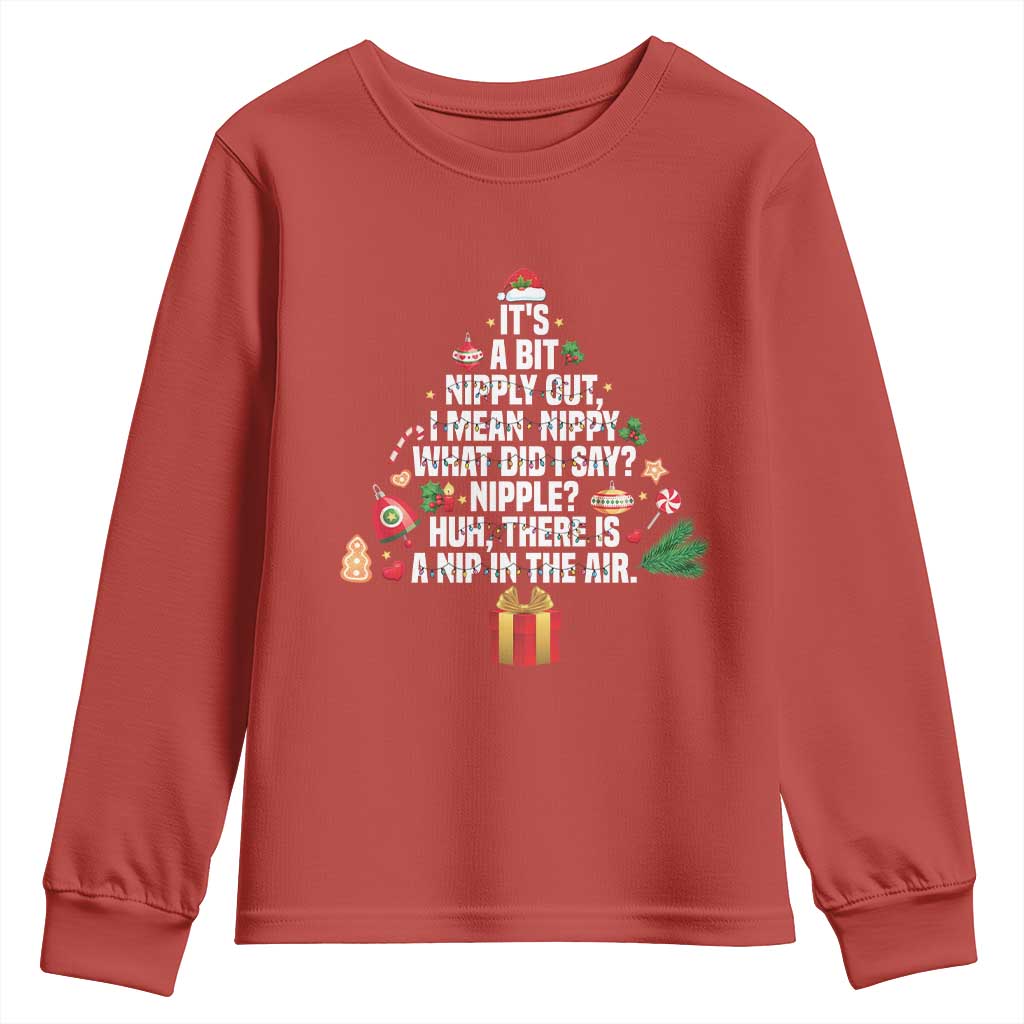 Funny Christmas Movie Youth Sweatshirt Its A Bit Nipply Out Nipply Out Xmas Vacation Holiday - Wonder Print Shop