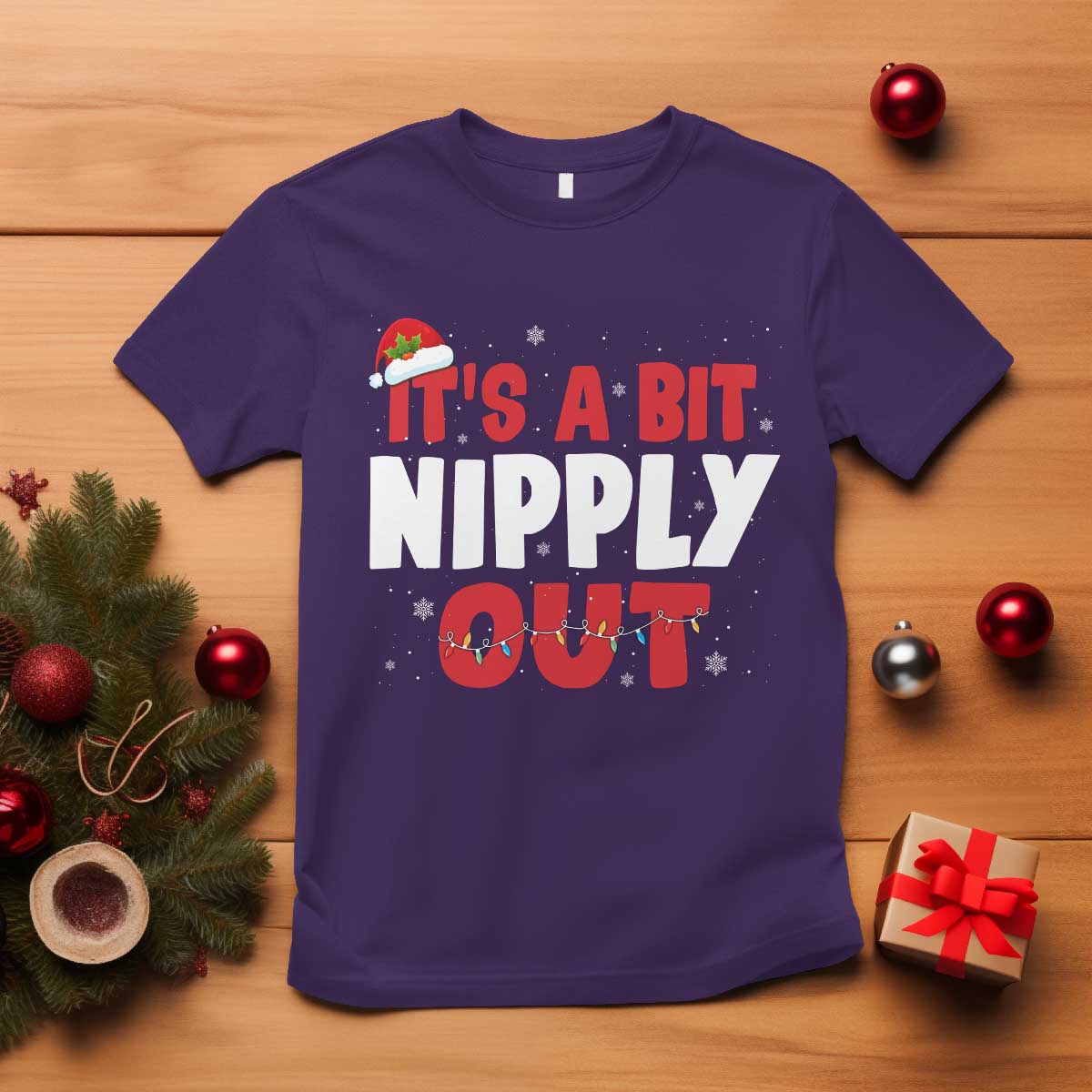 Funny Christmas Movie T Shirt It's A Bit Nipply Out Xmas Vacation Holiday - Wonder Print Shop
