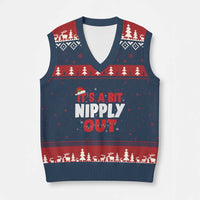 Funny Xmas Movie V-Neck Knit Sweater Vest It's A Bit Nipply Out Xmas Vacation Holiday - Wonder Print Shop