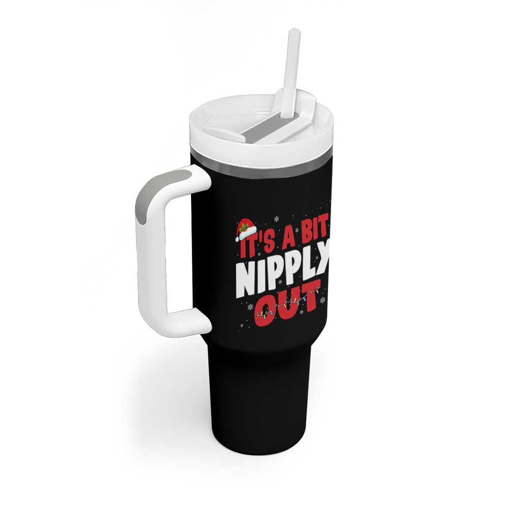 Funny Christmas Movie Tumbler With Handle It's A Bit Nipply Out Xmas Vacation Holiday - Wonder Print Shop