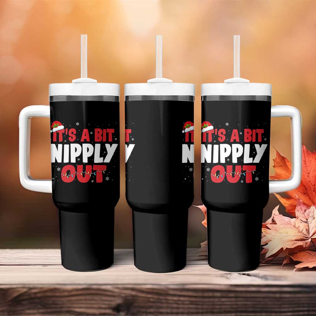 Funny Christmas Movie Tumbler With Handle It's A Bit Nipply Out Xmas Vacation Holiday - Wonder Print Shop