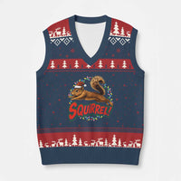 Funny Xmas Squirrel V-Neck Knit Sweater Vest Xmas Vacation Holiday Movie - Wonder Print Shop
