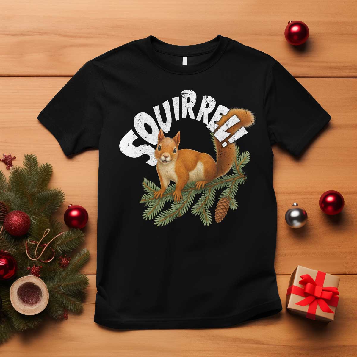 Funny Christmas Squirrel T Shirt Xmas Vacation Holiday Movie Pine Tree - Wonder Print Shop